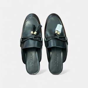 NWOT J. Crew Black Leather Loafers with Tassels size 6